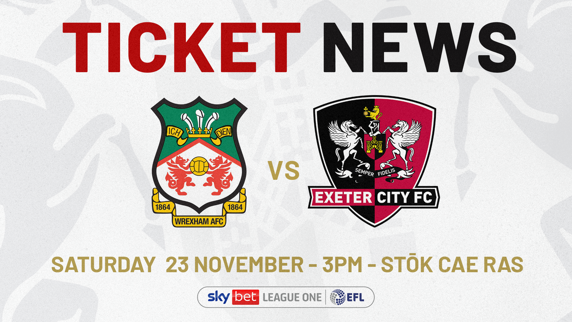Away Tickets Wrexham (23/11/24) Exeter City F.C.